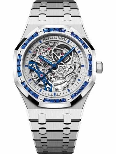 Audemars Piguet Royal Oak 41 Double Balance Wheel Openworked White Gold / Baguette Blue Sapphire 15412BC.SS.1220BC.02