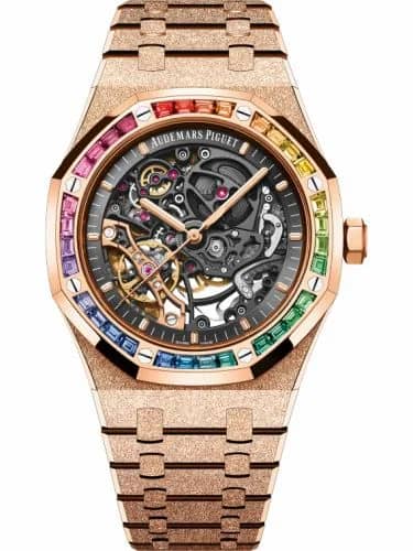 Audemars Piguet Royal Oak 41 Double Balance Wheel Openworked Frosted Pink Gold / Rainbow 15412OR.YG.1224OR.01
