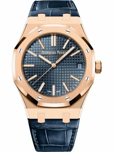 Audemars Piguet Royal Oak Selfwinding 41 Pink Gold / Blue / Strap / 50th Anniversary 15510OR.OO.D315CR.01