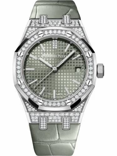 Audemars Piguet Royal Oak Selfwinding 37 White Gold - Diamond / Green / Strap 15551BC.ZZ.D405CR.01