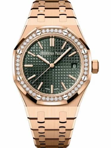 Audemars Piguet Royal Oak Selfwinding 37 Pink Gold - Diamond / Khaki Green / 50th Anniversary 15551OR.ZZ.1356OR.03