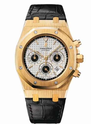 Audemars Piguet Royal Oak 26022 Chronograph Yellow Gold / Silver / Strap 26022BA.OO.D098CR.01