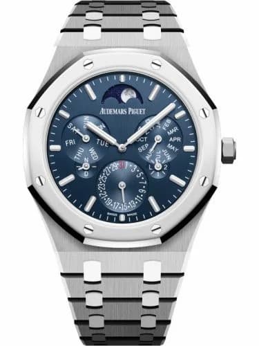 Audemars Piguet Royal Oak Perpetual Calendar Ultra Thin Titanium - Platinum / Blue / Bracelet 26586IP.OO.1240IP.01