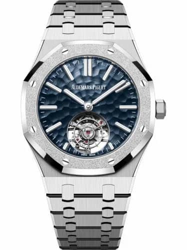 Audemars Piguet Royal Oak Self-Winding Flying Tourbillon White Gold - Frosted / Dimpled Blue 26730BC.GG.1320BC.01