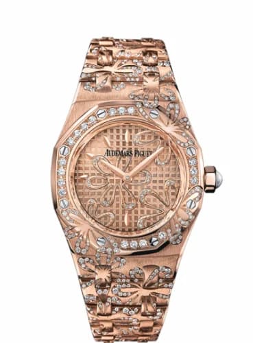Audemars Piguet Royal Oak 67617 Pink Gold / Pink / Floral 67617OR.ZZ.1235OR.01