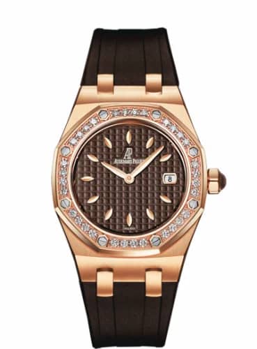 Audemars Piguet Royal Oak Quartz 67621 Pink Gold / Diamond / Brown / Rubber 67621OR.ZZ.D080CA.01