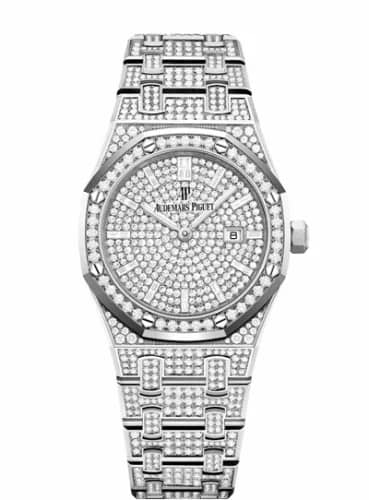 Audemars Piguet Royal Oak 33 Quartz White Gold / Diamond / Silver / Bracelet 67652BC.ZZ.1265BC.01