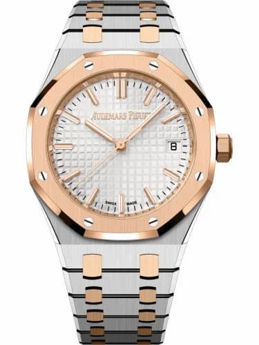 Audemars Piguet Royal Oak Selfwinding 34 Stainless Steel - Pink Gold / Silver / Bracelet / 50th Anniversary 77450SR.OO.1361SR.01