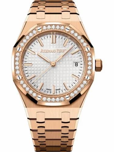 Audemars Piguet Royal Oak Selfwinding 34 Pink Gold - Diamond / Silver / Bracelet / 50th Anniversary 77451OR.ZZ.1361OR.01