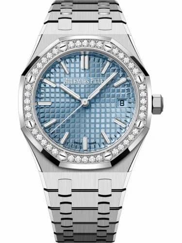 Audemars Piguet Royal Oak Selfwinding 34 Stainless Steel - Diamond / Ice Blue / Bracelet / 50th Anniversary 77451ST.ZZ.1361ST.01