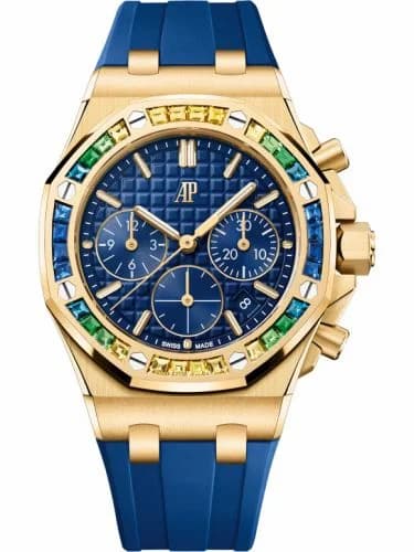Audemars Piguet Royal Oak OffShore 26231 Lady Chronograph Yellow Gold - Rainbow / Blue 26236BA.YY.D346CA.01