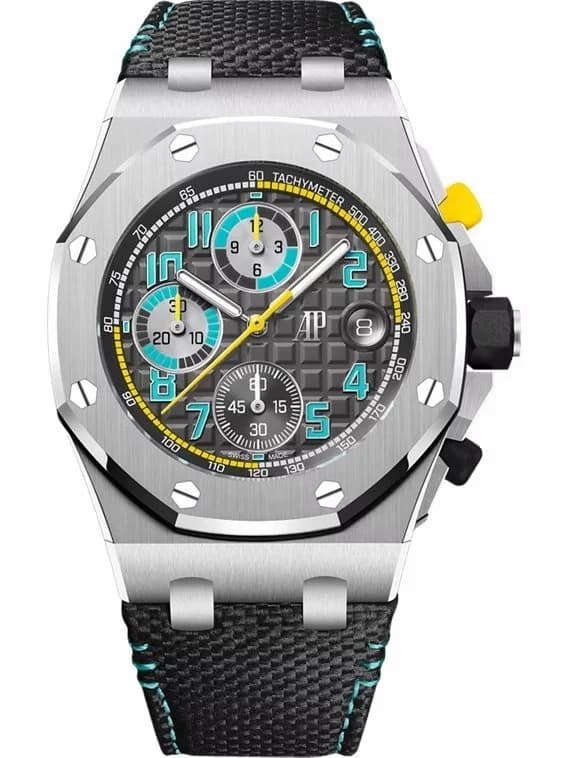 Audemars Piguet Royal Oak Offshore Titanium / Grey - Yellow / Bracelet 26238TI.OO.A001VE.01 — фото часов Audemars Piguet Royal Oak Offshore Titanium / Grey - Yellow / Bracelet 26238TI.OO.A001VE.01 — фото часов