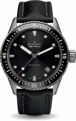 Blancpain Fifty Fathoms Bathyscaphe Titanium / Black / Black Canvas 5000-1230-B52A — фото часов Blancpain Fifty Fathoms Bathyscaphe Titanium / Black / Black Canvas 5000-1230-B52A — фото часов