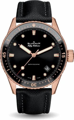 Blancpain Fifty Fathoms Bathyscaphe Sedna Gold / Black / Black Canvas 5000-36S30-B52 A — фото часов Blancpain Fifty Fathoms Bathyscaphe Sedna Gold / Black / Black Canvas 5000-36S30-B52 A — фото часов