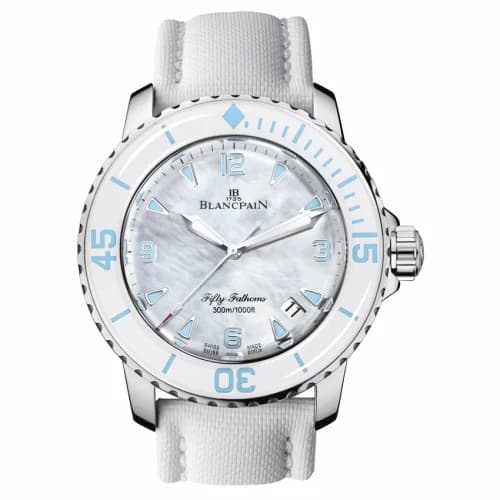 Blancpain Fifty Fathoms Automatique Stainless Steel / White Mother Of Pearl / White Canvas 5015A-1144-52A — фото часов Blancpain Fifty Fathoms Automatique Stainless Steel / White Mother Of Pearl / White Canvas 5015A-1144-52A — фото часов