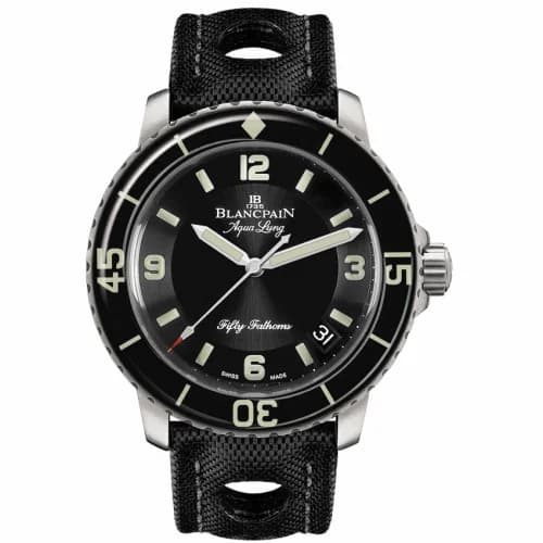 Blancpain Fifty Fathoms Tribute to Fifty Fathoms Aqua Lung / Stainless Steel / Black / Black Canvas 5015C-1130-52B — фото часов Blancpain Fifty Fathoms Tribute to Fifty Fathoms Aqua Lung / Stainless Steel / Black / Black Canvas 5015C-1130-52B — фото часов