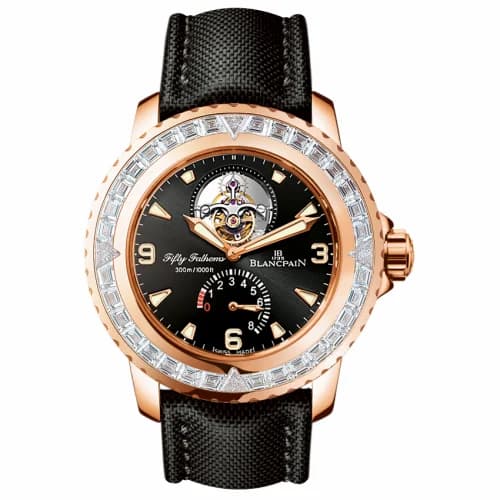 Blancpain Fifty Fathoms Tourbillon 8 Jours Red Gold / Diamonds / Black Canvas 5025-6230-52A — фото часов Blancpain Fifty Fathoms Tourbillon 8 Jours Red Gold / Diamonds / Black Canvas 5025-6230-52A — фото часов