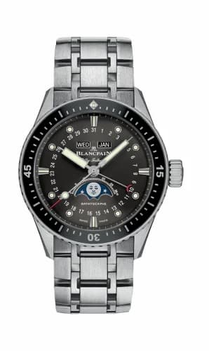 Blancpain Fifty Fathoms Bathygraphe Quantième Complet Black / Grey / Stainless Steel 5054-1110-70B