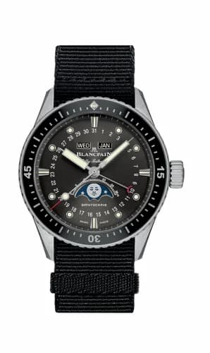 Blancpain Fifty Fathoms Bathygraphe Quantième Complet Black / Grey / Black NATO 5054-1110-NABA
