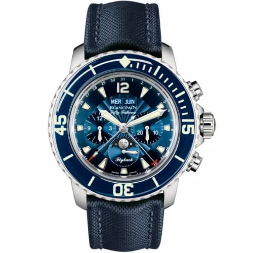 Blancpain Fifty Fathoms Chronographe Flyback Quantieme Complet Stainless Steel / Blue / Blue Canvas 5066F-1140-52B — фото часов Blancpain Fifty Fathoms Chronographe Flyback Quantieme Complet Stainless Steel / Blue / Blue Canvas 5066F-1140-52B — фото часов
