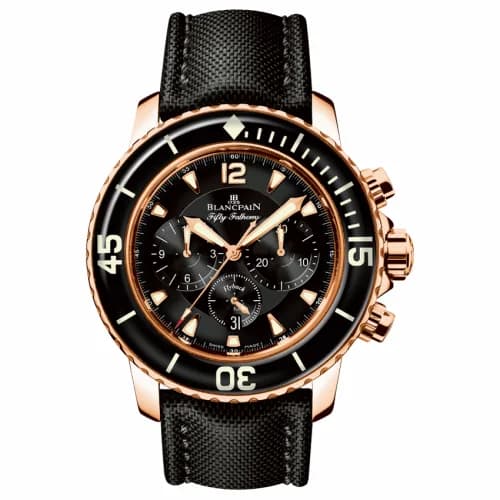 Blancpain Fifty Fathoms Chronographe Flyback Red Gold / Black / Black Canvas 5085F-3630-52 — фото часов Blancpain Fifty Fathoms Chronographe Flyback Red Gold / Black / Black Canvas 5085F-3630-52 — фото часов