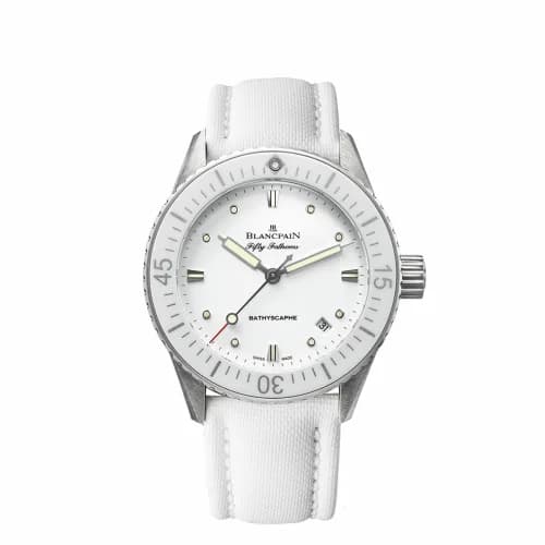 Blancpain Fifty Fathoms Bathyscaphe Stainless Steel / White / White Canvas 5100-1127-W52A