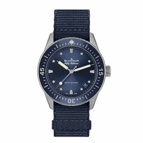 Blancpain Fifty Fathoms Bathyscaphe Stainless Steel / Blue / Blue Nato 5100B-1110-NAOA