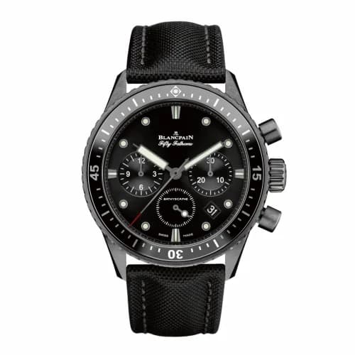 Blancpain Fifty Fathoms Bathyscaphe Flyback Chronograph Black Ceramic / Black / Black Canvas 5200-0130-B52A