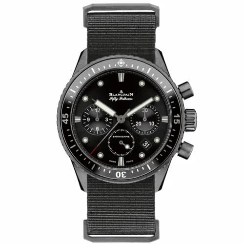Blancpain Fifty Fathoms Bathyscaphe Flyback Chronograph Black Ceramic / Black / Black Nato 5200-0130-NABA