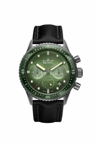 Blancpain Fifty Fathoms Bathyscaphe Flyback Chronograph Black Ceramic / Green / Canvas 5200-0153-B52A