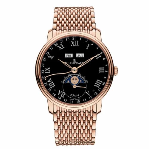 Blancpain Villeret Quantieme Complet 8 Jours Red Gold / Black Enamel / Bracelet 6639-3637-MMB