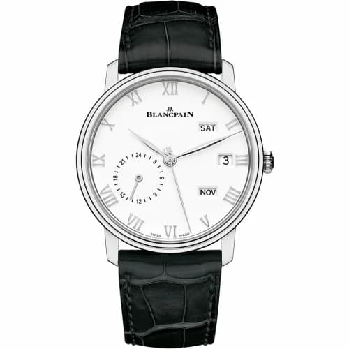 Blancpain Villeret Quantième Annuel GMT Stainless Steel / White 6670-1127-55
