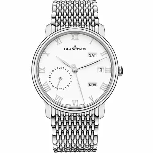 Blancpain Villeret Quantième Annuel GMT Stainless Steel / White / Bracelet 6670-1127-MMB