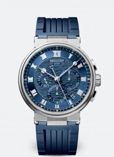 Breguet Marine Chronograph 5527 White Gold / Blue / Rubber 5527BB/Y2/5WV