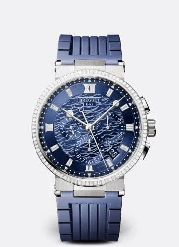 Breguet Marine Chronograph 5529 White Gold - Diamond / Blue / Rubber 5529BB/YD/5WV/D0