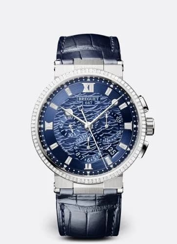 Breguet Marine Chronograph 5529 White Gold - Diamond / Blue / Alligator 5529BB/YD/9WV/D0