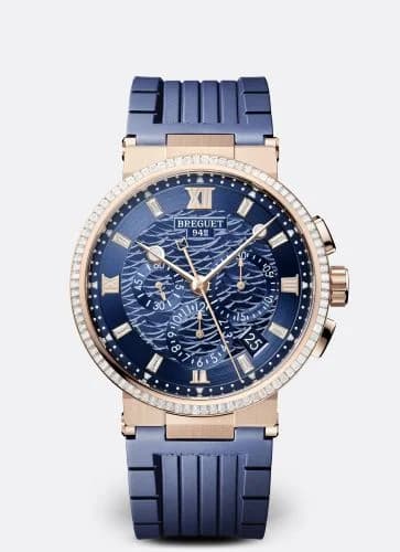 Breguet Marine Chronograph 5529 Rose Gold - Diamond / Blue / Rubber 5529BR/YD/5WV/D0