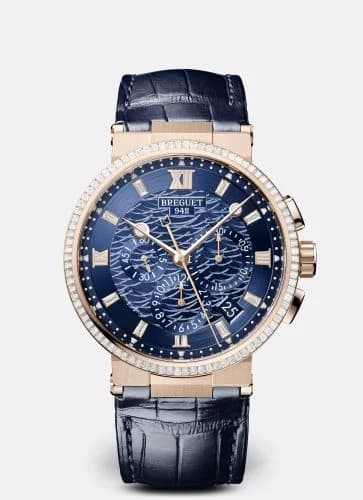 Breguet Marine Chronograph 5529 Rose Gold - Diamond / Blue / Alligator 5529BR/YD/9WV/D0 — фото часов Breguet Marine Chronograph 5529 Rose Gold - Diamond / Blue / Alligator 5529BR/YD/9WV/D0 — фото часов