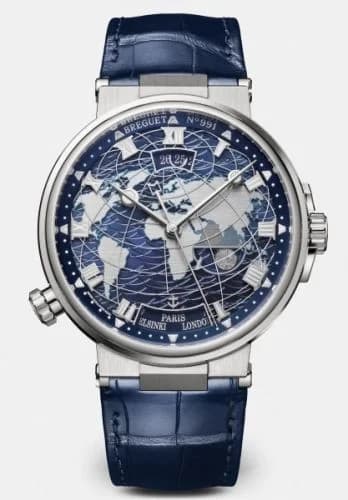 Breguet Marine Hora Mundi 5557 White Gold / Blue / Alligator 5557BB/YS/9WV