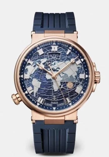 Breguet Marine Hora Mundi 5557 Rose Gold / Blue / Rubber 5557BR/YS/5WV