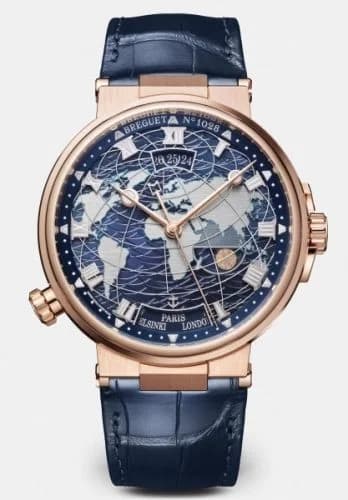 Breguet Marine Hora Mundi 5557 Rose Gold / Blue / Alligator 5557BR/YS/9WV