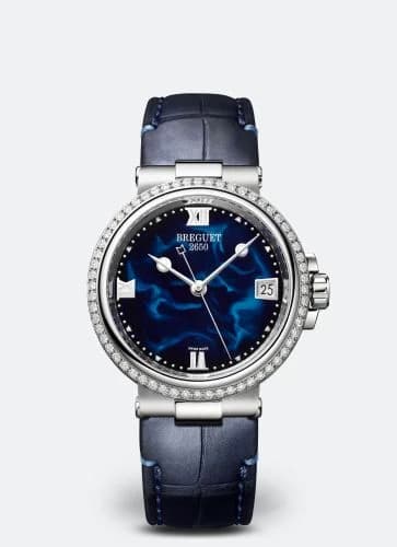 Breguet Marine Dame 9518 Stainless Steel - Diamond / Blue / Alligator 9518ST/E2/984/D000
