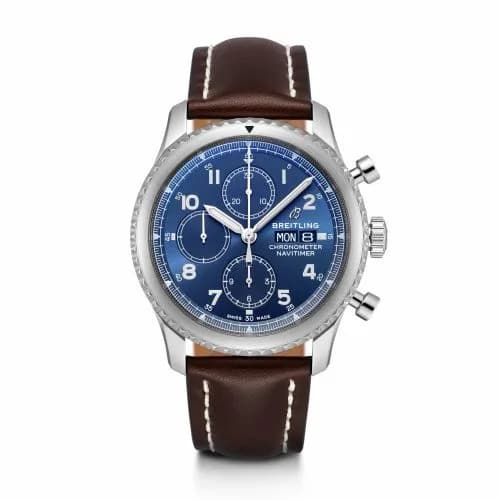Breitling Navitimer 8 Chronograph 43 Stainless Steel / Blue / Brown Calf A13314101C1X2 — фото часов Breitling Navitimer 8 Chronograph 43 Stainless Steel / Blue / Brown Calf A13314101C1X2 — фото часов