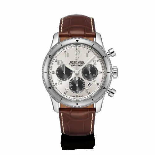 Breitling Aviator 8 B01 Chronograph 43 Stainless Steel / Silver / Brown Croco AB01171A1G1P1 — фото часов Breitling Aviator 8 B01 Chronograph 43 Stainless Steel / Silver / Brown Croco AB01171A1G1P1 — фото часов