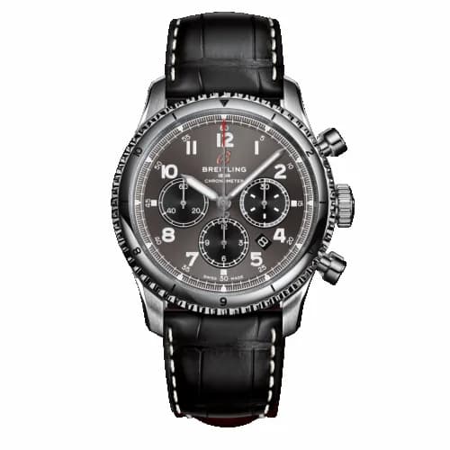 Breitling Aviator 8 B01 Chronograph 43 Stainless Steel / Anthracite / Croco / Pin AB0119131B1P1 — фото часов Breitling Aviator 8 B01 Chronograph 43 Stainless Steel / Anthracite / Croco / Pin AB0119131B1P1 — фото часов