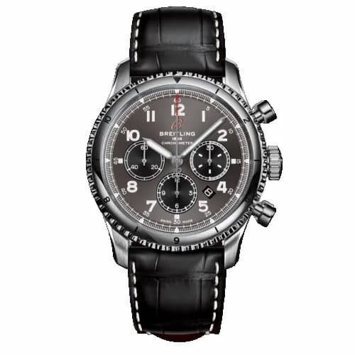 Breitling Aviator 8 B01 Chronograph 43 Stainless Steel / Anthracite / Croco / Folding AB0119131B1P2 — фото часов Breitling Aviator 8 B01 Chronograph 43 Stainless Steel / Anthracite / Croco / Folding AB0119131B1P2 — фото часов