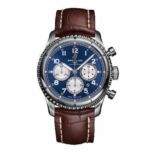Breitling Aviator 8 B01 Chronograph 43 Stainless Steel / Blue / Croco / Pin AB0119131C1P2 — фото часов Breitling Aviator 8 B01 Chronograph 43 Stainless Steel / Blue / Croco / Pin AB0119131C1P2 — фото часов