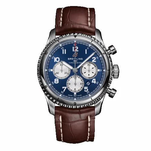 Breitling Aviator 8 B01 Chronograph 43 Stainless Steel / Blue / Croco / Folding AB0119131C1P4 — фото часов Breitling Aviator 8 B01 Chronograph 43 Stainless Steel / Blue / Croco / Folding AB0119131C1P4 — фото часов