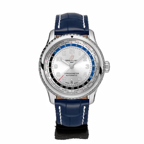 Breitling Navitimer 8 B35 Automatic экземплярime 43 Stainless Steel / Silver / Blue Croco / Pin AB3521U01G1P2