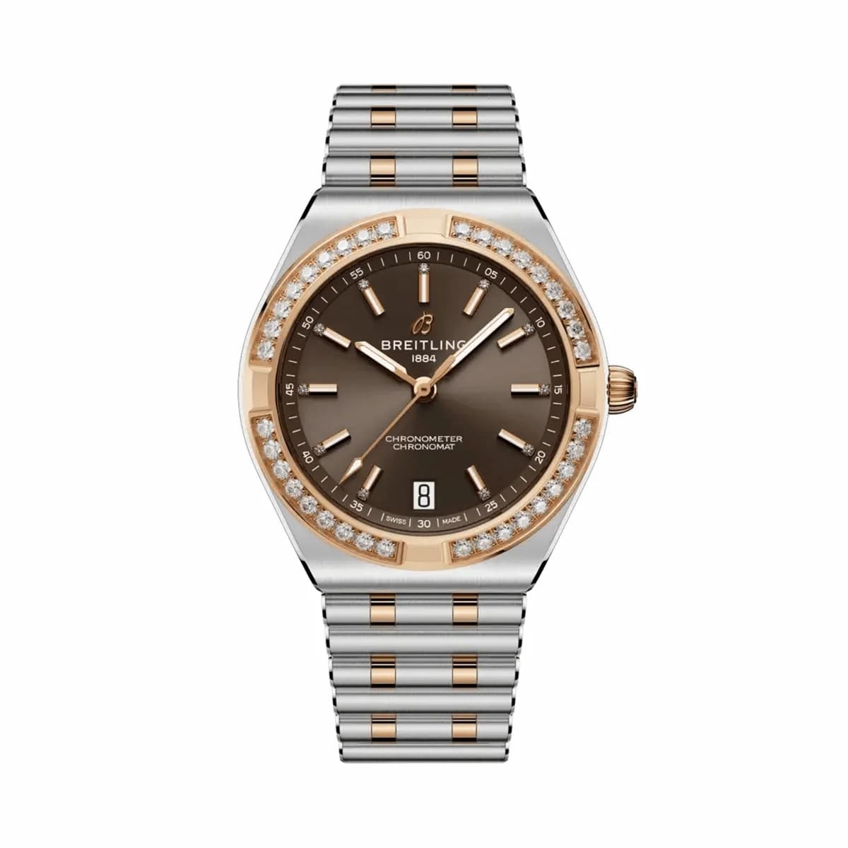 Breitling Chronomat Automatic 36 Stainless Steel - Red Gold - Diamond / Brown / Rouleaux U10320591Q1U1